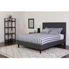 Flash Furniture Roxbury Full Size Tufted Upholstered Platform Bed with Pocket Spring Mattress - Dark Grey Fabric-Panel Headboard