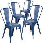 Flash Furniture Commercial Grade Distressed Antique Metal Indoor-Outdoor Stackable Chair - Blue-Stack Quantity: 8