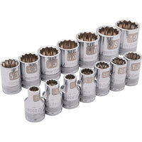 Dynamic Tools 3/8" Drive 14 Piece 12 Point, Standard Metric Socket Set, 6mm - 19mm-Contains: 6, 7, 8, 9, 10, 11, 12, 13, 14, 15, 16, 17, 18, 19mm