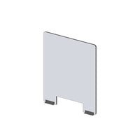 Mark Maker Modular Sneeze Guard Front - 23.5" W x 31.5" H panel 1/4" Clear Acrylic -2 4" aluminum bottom rails -with 4"x12" pass-Attach modular panel sides to extend the length of your divider using Plastic Living Hinges (Flex Hinges).