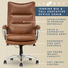 La-Z-boy Jenkins Executive Chair - 29-1/2" W x 31-1/2" D x 45"-48" H - Camel-Sculpted arms with upholstered arm pad