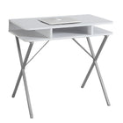 Monarch Specialties 7100 31" Computer Desk - White Top/Silver Metal-Upgrade your home office with this 31"L modern computer desk in a fashionable style with a white laminate top and contemporary grey metal base in a x-design.
