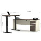 BESTAR Prestige + L-Desk including Electric Height Adjustable Table, White Chocolate/Antigua (99885-52)-The desk is made of a durable 1" commercial grade work surface with melamine finish that resist scratches, stains and wear.