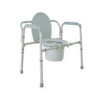 Drive Medical Heavy Duty Bariatric Folding Bedside Commode Seat-Grey, Steel