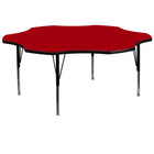 Flash Furniture 60'' Flower Shaped Activity Table with Thermal Fused Laminate Top and Height Adjustable Pre-School Legs, Red-Red Laminate