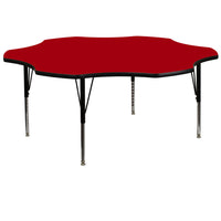 Flash Furniture 60'' Flower Shaped Activity Table with Thermal Fused Laminate Top and Height Adjustable Pre-School Legs, Red-Red Laminate