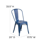 Flash Furniture Distressed Antique Blue Metal Indoor-Outdoor Stackable Chair-Cross Brace under seat provides extra stability