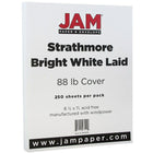 JAM Paper Strathmore Cardstock, 8.5 x 11, 88lb Bright White Laid, 250 Pack (301005B)-Bright white laid