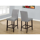 Monarch Specialties 1902 Dining Chair - Grey Leather-Look Counter Height - 2 Pack-Solid Grey