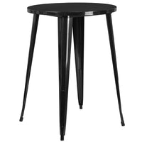 30'' Round Black Metal Indoor-Outdoor Bar Height Table (CH-51090-40-BK-GG)-Metal Cafe Table