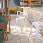 Flash Furniture 30"H Backless Metal Indoor-Outdoor Barstool with Square Seat - White-Backless Design
