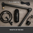Blue Yeticaster Professional Broadcast Bundle - Black-Legendary Blue broadcast sound: The Yeticaster bundle features our legendary broadcast sound, making the professional difference for music and audio recording, streaming and building your audience