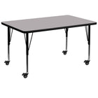 Flash Furniture Mobile 36"W x 72"L Rectangular Grey Thermal Laminate Activity Table - Height Adjustable Short Legs-Popular Rectangular Activity Table