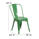 Flash Furniture Commercial Grade Green Metal Indoor-Outdoor Stackable Chair-Floor Protector Plastic Glides