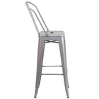 Flash Furniture 30" High Silver Metal Indoor-Outdoor Barstool with Back-Stacks up to 8 Chairs High