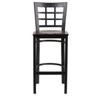Flash Furniture HERCULES Series Black Window Back Metal Restaurant Barstool - Walnut Wood Seat-Metal Barstool