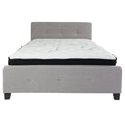 Flash Furniture Tribeca Queen Size Tufted Upholstered Platform Bed with Pocket Spring Mattress - Light Grey Fabric-Queen Platform Bed and Mattress Set