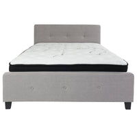 Flash Furniture Tribeca Queen Size Tufted Upholstered Platform Bed with Pocket Spring Mattress - Light Grey Fabric-Queen Platform Bed and Mattress Set