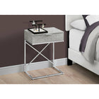 Monarch Specialties 3471 Accent Table - 24"H/Grey Cement/Chrome Metal-Minimalist style chrome metal X-design frame