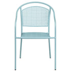 Flash Furniture Sky Blue Indoor-Outdoor Steel Patio Arm Chair with Round Back-Stackable Patio Chair