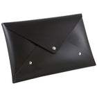 JAM Paper Italian Leather Clutch Portfolio with Snap Closure, Medium, 6 1/8 x 9, Black-Black Leather