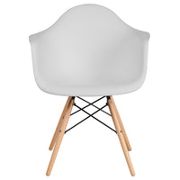 Flash Furniture Alonza Series Plastic Chair with Wooden Legs - White - 2 Pack-Set of 2 Accent Side Chairs