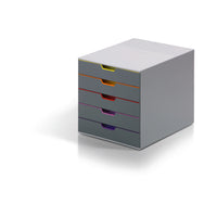 Durable Varicolour 5-Drawer Desk Storage Box - Grey-Stackable
