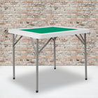 Flash Furniture 34.5" Square Granite Folding Game Table with Green Playing Surface - White-Grey Powder Coated Locking Legs