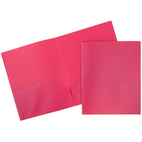 JAM Paper Plastic POP Two Pocket Folders, Pink, 12 Pack (382Efug)-Size: 9" x 12"