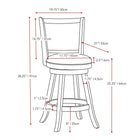 CorLiving Woodgrove 25" Seat Height Counter Barstool in Brown Stained Wood, 2 Pack-Transitional style