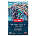 Derwent Inktense Blocks - Metal Tin - 12 Pack-Chunky block shape makes them extremely versatile; ideal for loose, expressive landscapes and vibrant still-life paintings