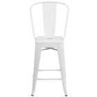 Flash Furniture 24" High Metal Indoor-Outdoor Counter Height Stool with Back - White-Bistro Style Counter Stool