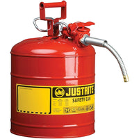Justrite Type II AccuFlow Safety Cans, 5/8", 5 Gal, Red-AccuFlow™ exclusive Safe-Squeeze® trigger mechanism allows for smooth flow and accurate pouring
