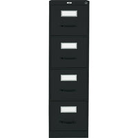 Staples Vertical Letter File Cabinet, 4 Drawer, Black-Heavy-duty 3-piece, ball-bearing slide suspension for drawers that glide smoothly