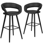 Flash Furniture Brynn Series 29" High Contemporary Cappuccino Wood Barstool - Black Vinyl - 2 Pack-Set of 2 Contemporary Style Stools
