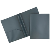 JAM Paper Plastic POP Two Pocket Clasp School Folders with Prong Clip Fasteners, Grey, 12 Pack (382ECgyg)-Size: 9" x 12"