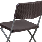 Flash Furniture 6 Pk. HERCULES Series Rattan Plastic Folding Chair with Grey Frame - Brown-Double Support Braces