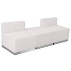 Flash Furniture  Hercules Alone Series Leather Reception Configuration, White, 3 Pieces (ZB803670SWH)-77"W x 25.25" - 25.50"D x 27"H