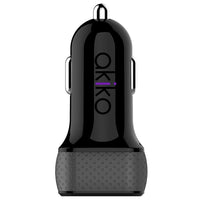 Akiko 4.4A/22W Dual Port Smart Car Charger, 3" x 2", Grey Black-22W / 4.4A USB Car Charger charges your favorite mobile devices including the iPad (max speed), iPhone (max speed), iPod, HTC, Galaxy, Blackberry, MP3 Players, Digital Cameras, PDAs, Mobile Phones