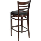 Flash Furniture HERCULES Series Ladder Back Walnut Wood Restaurant Barstools with Black Vinyl Seat - 2 Pack-2.5" Thick Foam Padded Seat