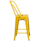 Flash Furniture 24" High Metal Indoor-Outdoor Counter Height Stool with Back - Yellow-Stacks up to 8 Chairs High