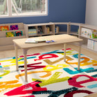 Flash Furniture Bright Beginnings 23.5"x 47" Commercial Grade Wooden Rectangle Adjustable Height Classroom Activity Table -Beech-Greenguard Certified Engineered Wood Table Top in Beech