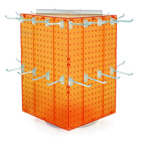 Azar Interlock Peg Tower with Revolving Base and Hooks - 14" x 14" x 20" - Orange-Sold in multiples of: 1