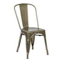 OSP Designs Metal Dining Chair with Backrest, Gunmetal, 4 Pack-Metal seat and back Dining Chair