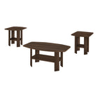 Monarch Specialties 7872P Table Set - 3Pcs Set/Dark Walnut-3-piece set includes 1 coffee table and 2 matching end tables with ample surface space and lower shelves for magazines, books, or other decorative items