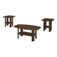 Monarch Specialties 7872P Table Set - 3Pcs Set/Dark Walnut-3-piece set includes 1 coffee table and 2 matching end tables with ample surface space and lower shelves for magazines, books, or other decorative items