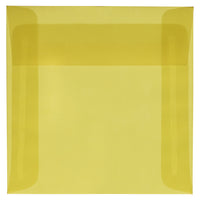 JAM Paper 6 x 6 Square Envelopes, Yellow Translucent Vellum, 50 Pack (PACV516I)-Primary yellow translucent envelope