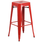 Flash Furniture 30" High Backless Red Metal Indoor-Outdoor Barstool with Square Seat-Stackable Industrial Style Modern Stool