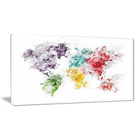 Designart Colour Splash World Map Canvas Art Print, (PT2739-32-16)-Print