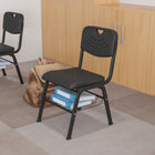 Flash Furniture HERCULES Plastic Chair with Black Frame & Book Basket - Black-15x30x1.2mm Metal Gauge